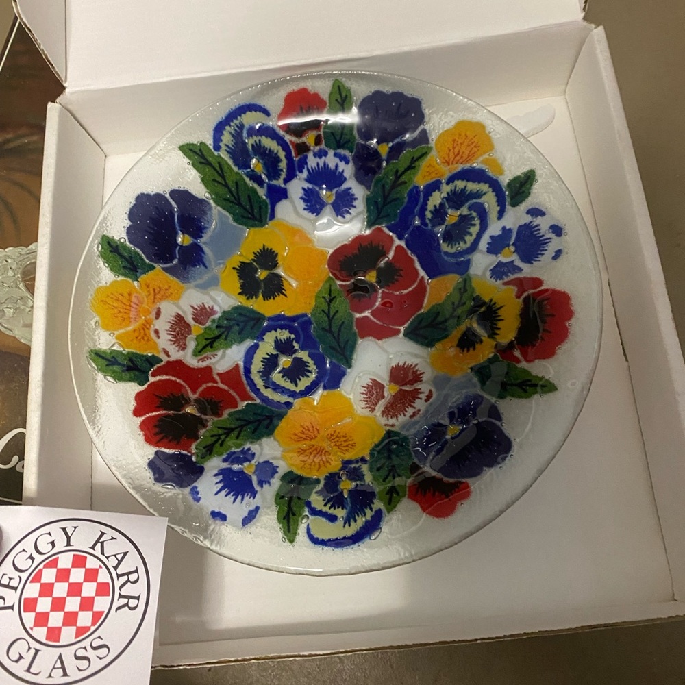Peggy Karr fused glass dish - new in box